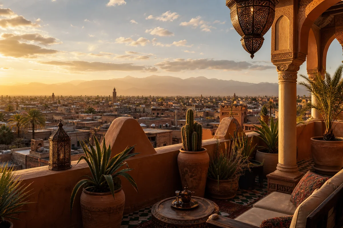 Ambiance éditoriale pour Où dormir à Marrakech : médina, Guéliz, Hivernage ou Palmeraie ?